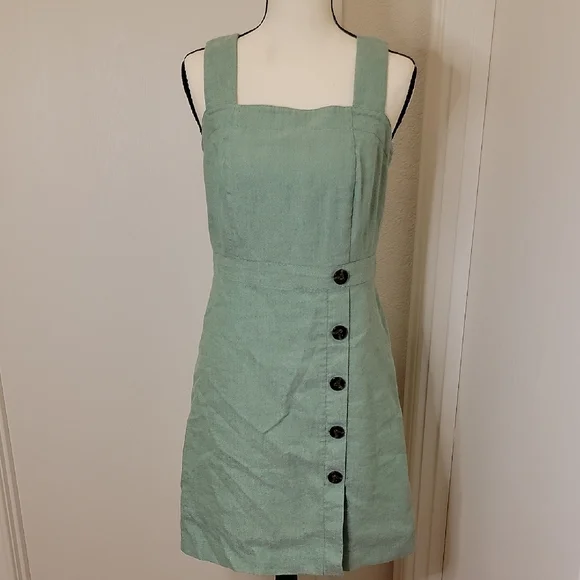 Ann Taylor Mint Green Button Accent Mini Dress - Sz 2 - Picture 1 of 9